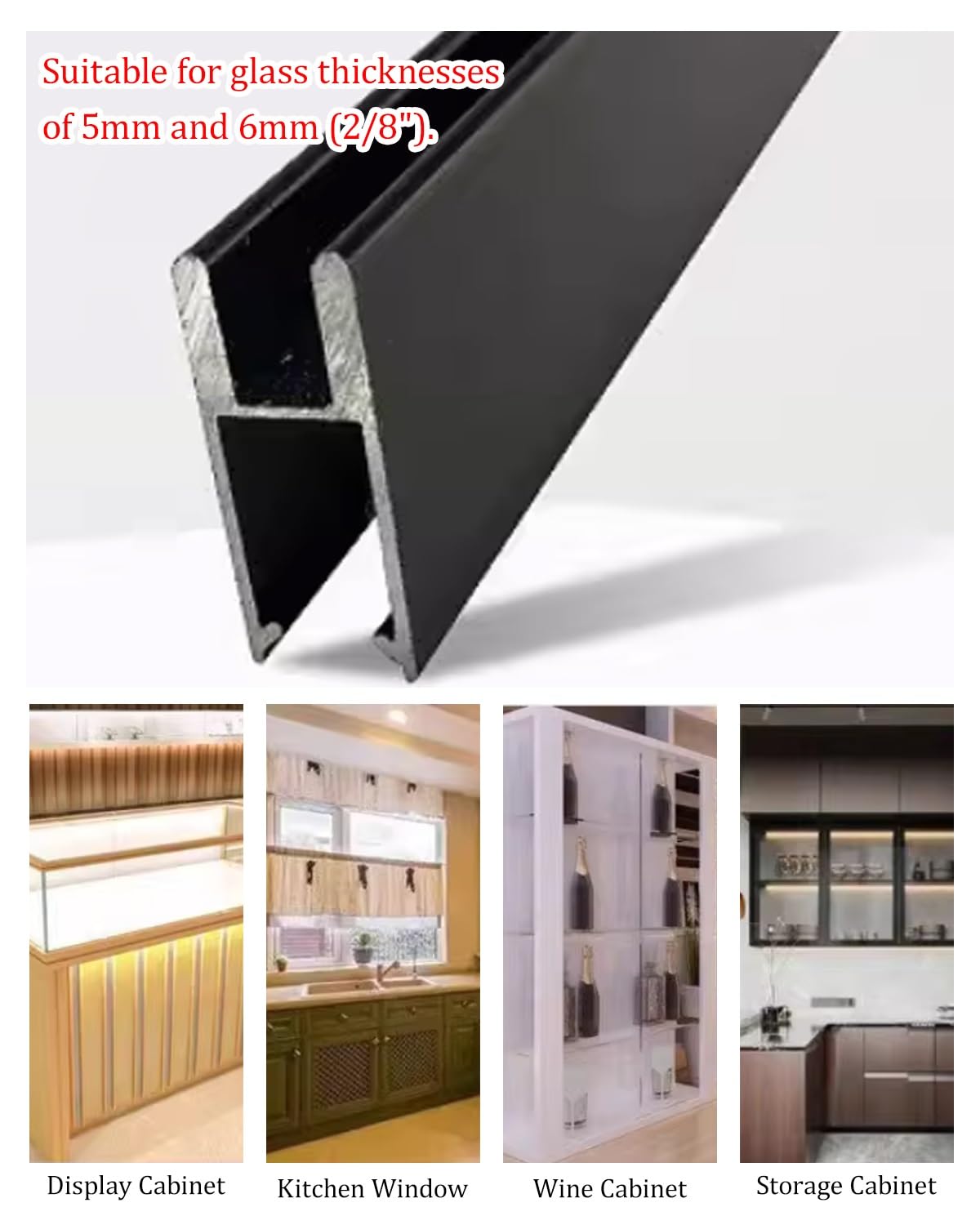Rail Porte Coulissante Rail de Porte Coulissante en Verre pour Armoire (60, 80, 90, 100, 120 cm), Kit de Quincaillerie pour Porte de Vitrine (2 Portes), Profilé en U(Silver,170cm/66.9inch)