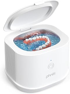Ultrasonic Jewelry Cleaner, 46kHz Ultrasonic Retainer Cleaner Professional Ultrasonic Cleaner Machine with Timer for Dental Retainer, Mouth Guard, Watch, Ring, Diamond, White