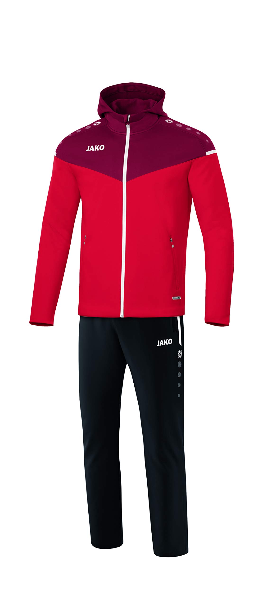 JAKO Ladies Champ 2.0 Hooded Presentation Suit, Red/Wine Red, 44