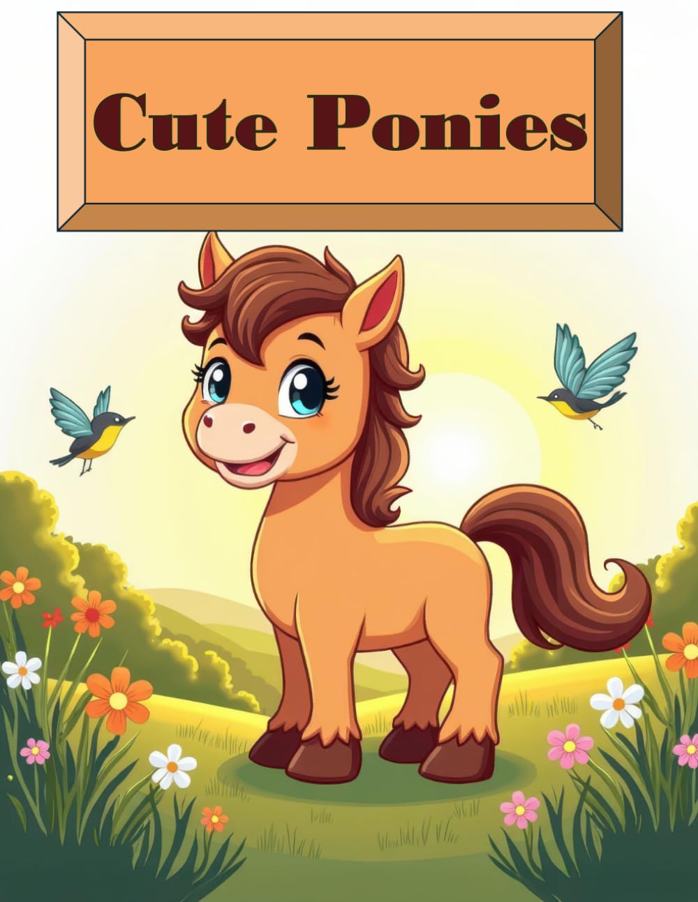 Cute Ponies: 45 images of Ponies in an 8.5 in x 11 in Coloring Book