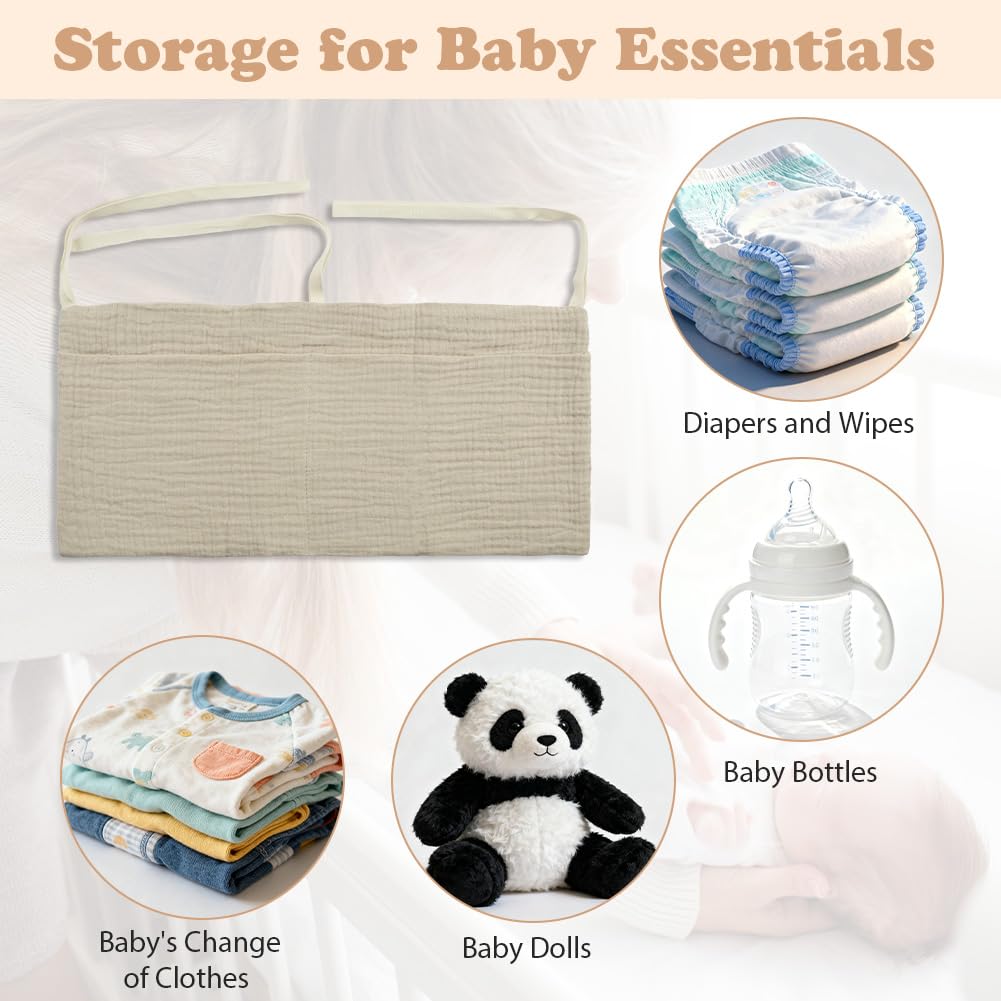 Flintronic Baby Crib Organiser, Baby Bed Storage Hanging Bag, Crib Organizer, Diaper Nursery Organizer - Image 4