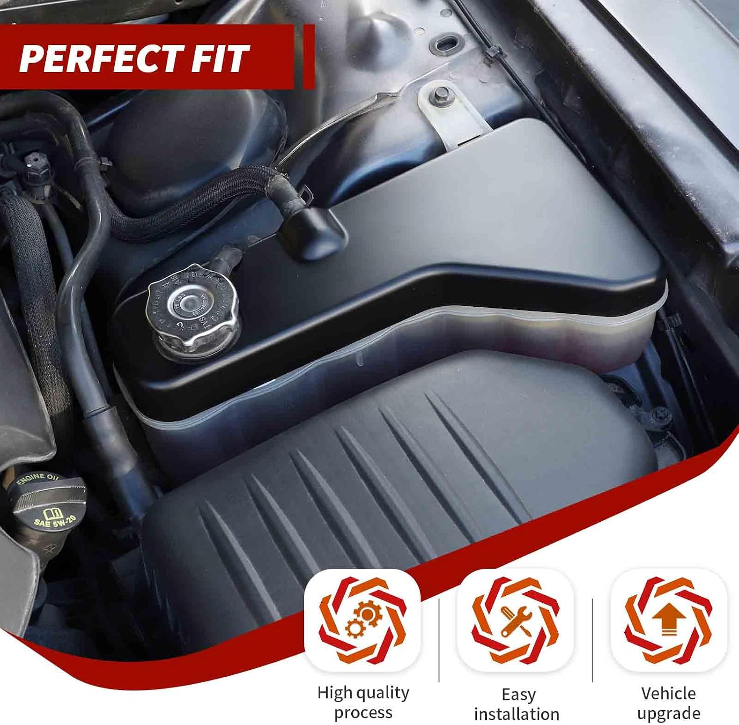 Coolant Tank Cover Engine Trim Compatible with Dodge Charger 2011-2023,for Dodge Challenger 2011-2023,for Chrysler 300c 2011-2023,Black