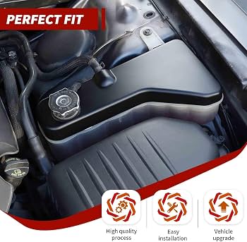 JeCar Black ABS Engine Coolant Tank Cover For Dodge Challenger/Charger/Chrysler 300 (2011-2023) - View #2