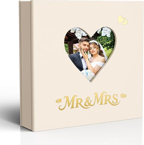 Barsone - Álbum de fotos de lino para boda 4x6 con 400 bolsillos (libro de memoria personalizable de gran capacidad, cubierta grabada personalizada,