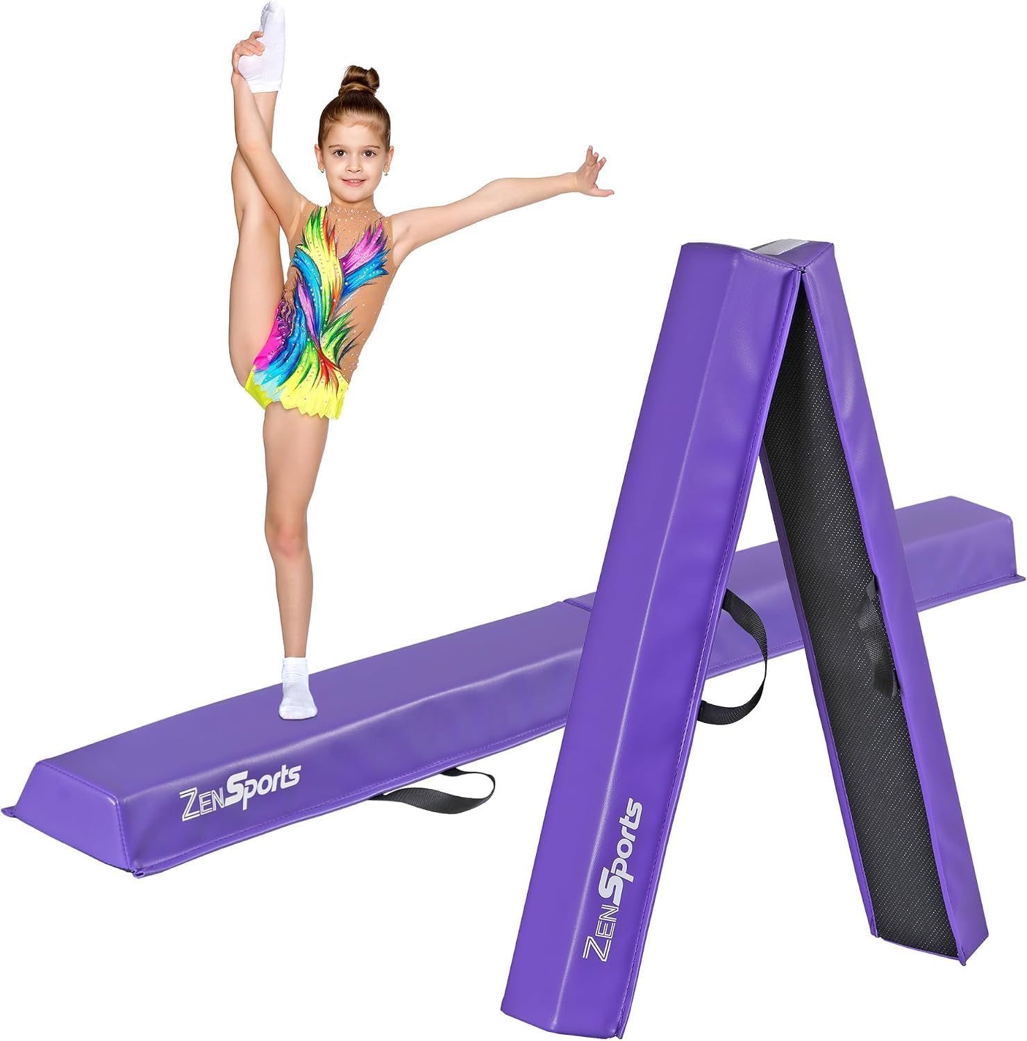 ZENY 6ft Folding Gymnastic Balance Beam Bar,Foam Low Floor Extra Firm Balance Walking Beams for Home,Anti-Slip Base,Gymnastics Training Equipment for Kids Adults