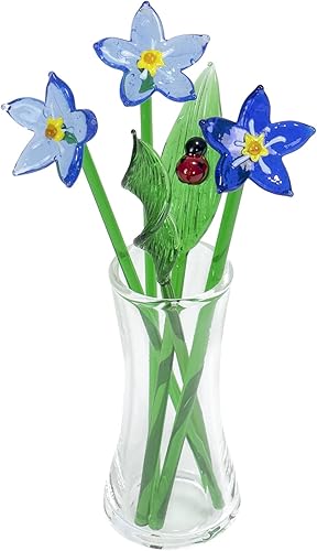 Vista 4 de Red Co. Ramo de flores decorativas de cristal encantador con jarrón, caja de regalo - Gloria de la mañana