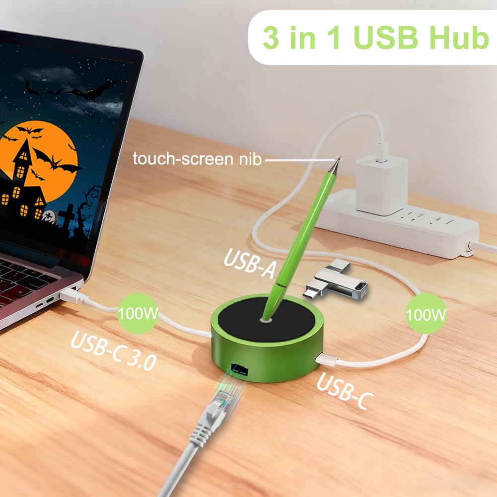 Wielofunkcyjny magnetyczny długopis lewitacyjny ze stacją dokującą, wielofunkcyjny długopis lewitujący z portem USB 3.0, koncentrator USB-C 3 w 1 z Ethernetem 1000 Mb/s, dobre prezenty biznesowe