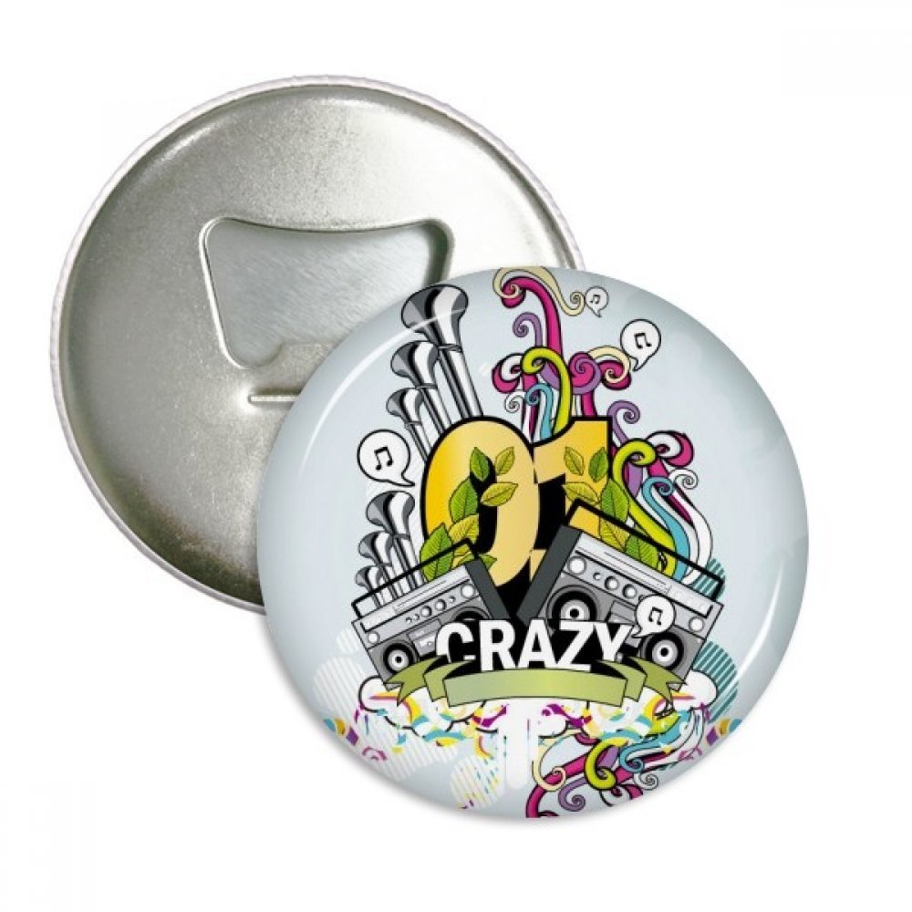 Ouvre-bouteille graffiti aimant de réfrigérateur rond argent 3pcs