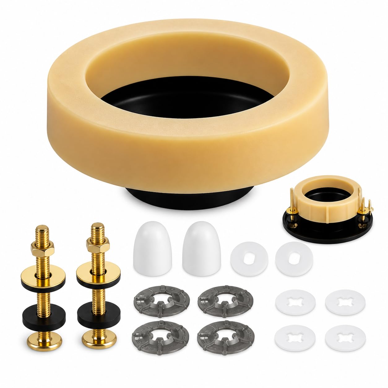 Extra Thick Toilet Wax Ring Kit for 3" or 4" Drain Pipes with Cover | Extra thick wax creates a watertight,odor-resistant seal that helps prevent leaks and sewer gas while protecting floors
