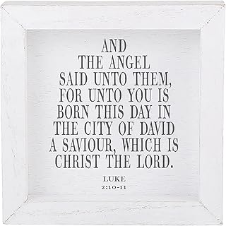 Santa Barbara Design Studio F2F Holiday Paulownia Wood Sign Wall Décor, 6 x 6-Inch, Luke 2:10-11