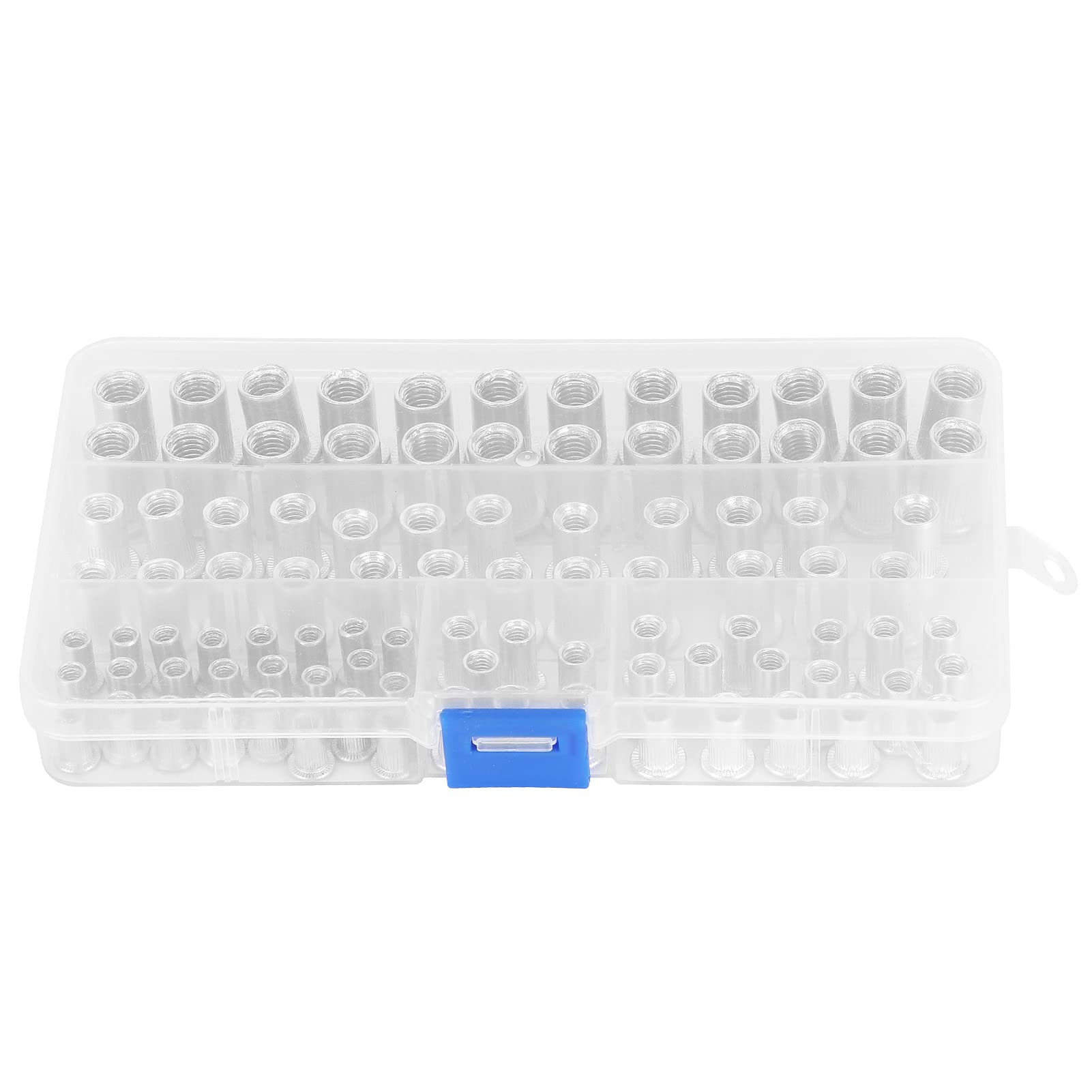 Kit 600 Dadi Per Rivettatura In Alluminio Zincato - Testa Piatta, Misure M3-M10, In Pratica Scatola Divisori, Per Fissaggi - 5