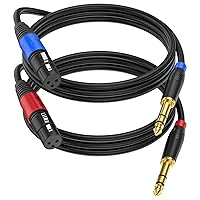 Vista 10 de Pack de 2 Cables XLR Hembra a 1/4 Pulgada 6,35 mm TRS Mono Jack para Micrófono Dinámico, 1,6 Pies, Negro, Cable de Micrófono XLR Hembra Equilibrado