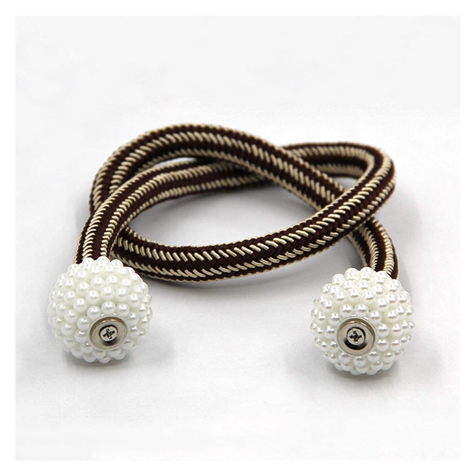 2Pc Magnétique Rideau Embrasses Retenues Boucle Clip Sangle Aimant Perle Boule Rideau Suspendu Ceintures Tiges Corde Accessoires (Taille Unique | café foncé)