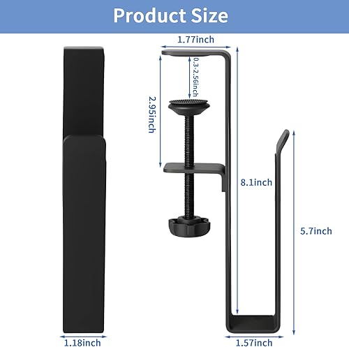 Miniatura 4 de LUKETURE Soporte lateral ajustable para laptop, soporte para portátil sin taladro, almacenamiento debajo del escritorio, soportes para portátiles