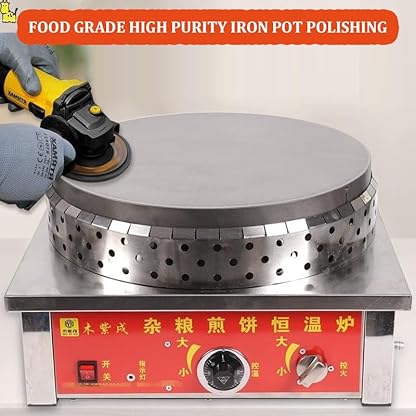 KJHYYPP Großer kommerzieller elektrischer Crêpe-Maker, antihaftbeschichtet, 40 cm Platte, Gas-Pfannkuchenmaschine, intelligentes Backblech, geeignet für Pfannkuchen, Tortillas – Bild 3