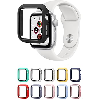 SIZUKA WILL Apple Watch Series 7 / 8 / 9 41mm Apple Watch Cover Case Film Glass Film Black 1pcs