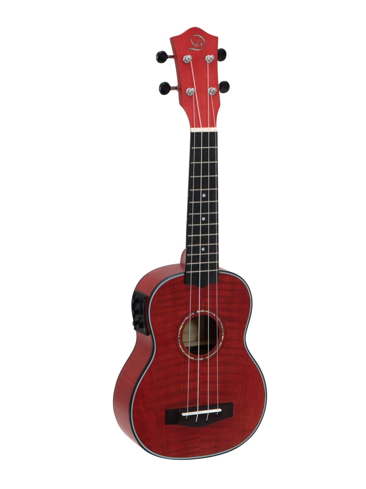 DIMAVERY UK-100 Sopran-Ukulele, flamed red mit Tonabnehmer