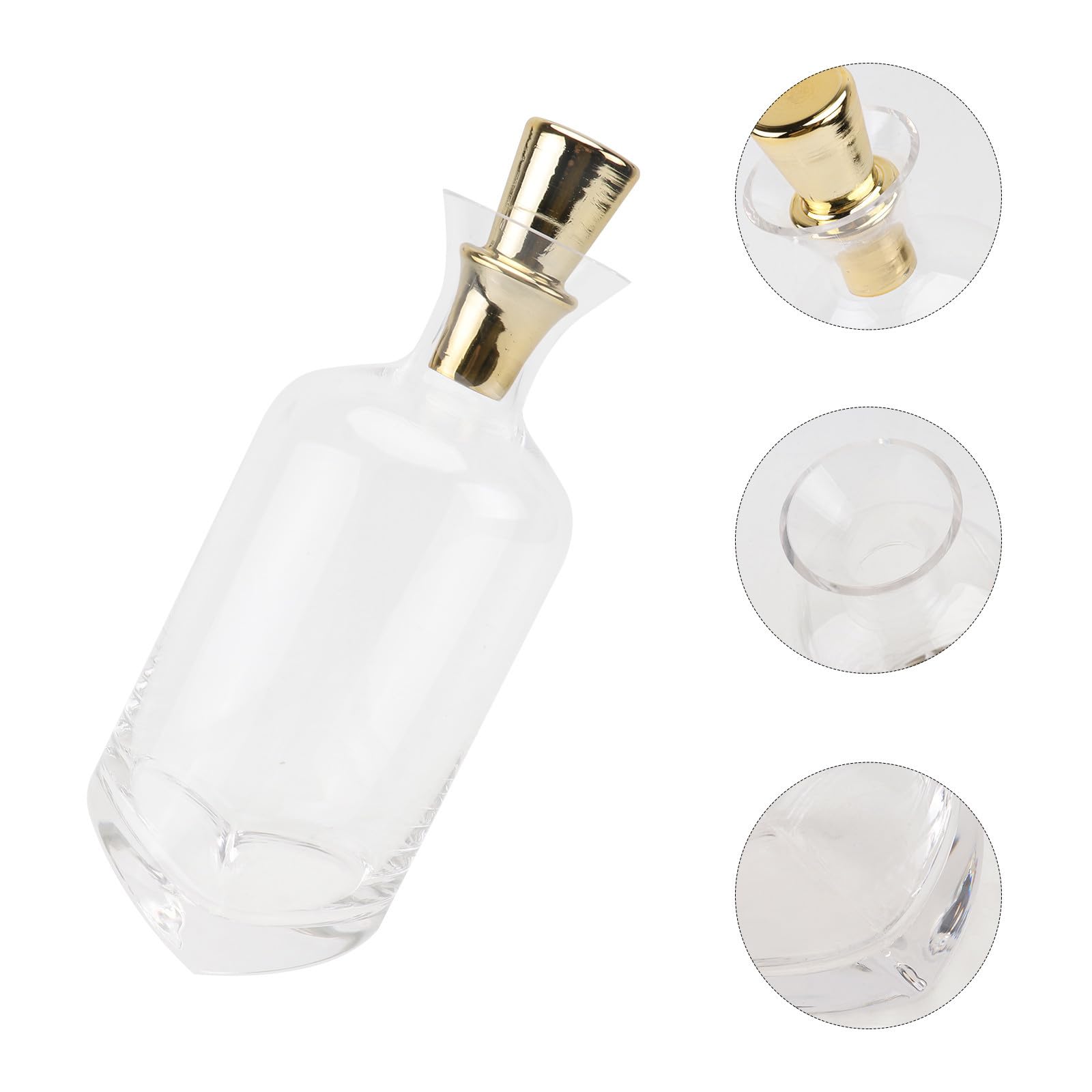 Decanter in Vetro Creativo Base Inclinata e Tappo Dorato, Contenitore per Vino Elegante e Decorativo per Casa e Bar, Stile Nordico Semplice e Raffinato