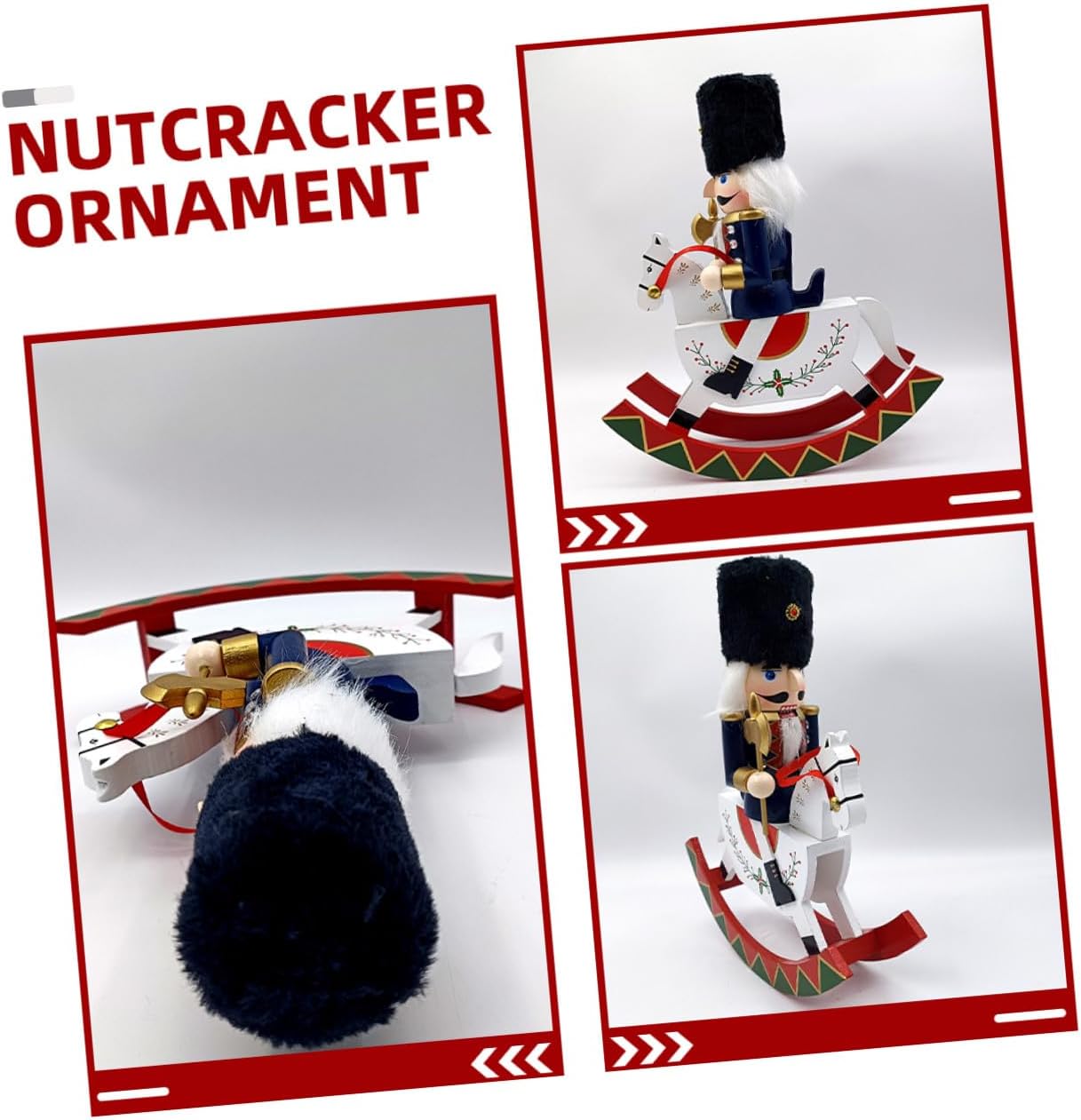 Christmas Nutcracker Figurine Set Small Wooden Rocking Rocker Guard Tabletop Holiday Decor for Festive Christmas Decorations