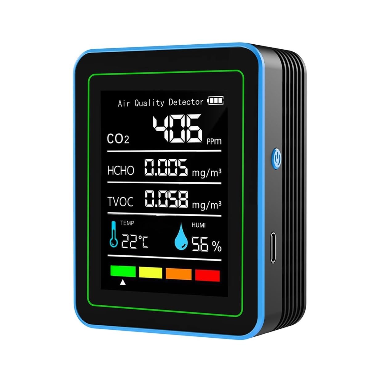 Air Quality Monitor 5-in-1 Air Quality Monitor Indoor Detector Formaldehyde Tester CO2 Meter(Nero)