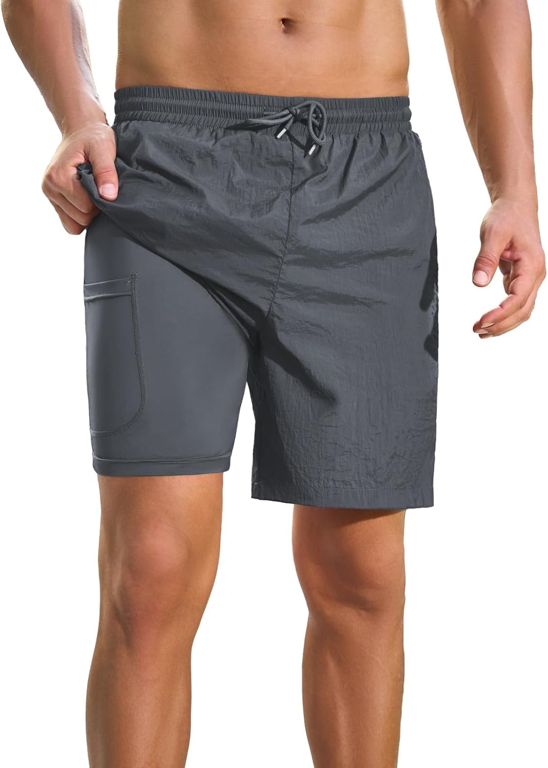 Men's Swim Trunks Quick Dry Board Shorts 7'' Beach Shorts with Liner & Zipper Pockets Swimwear Bathing Suit