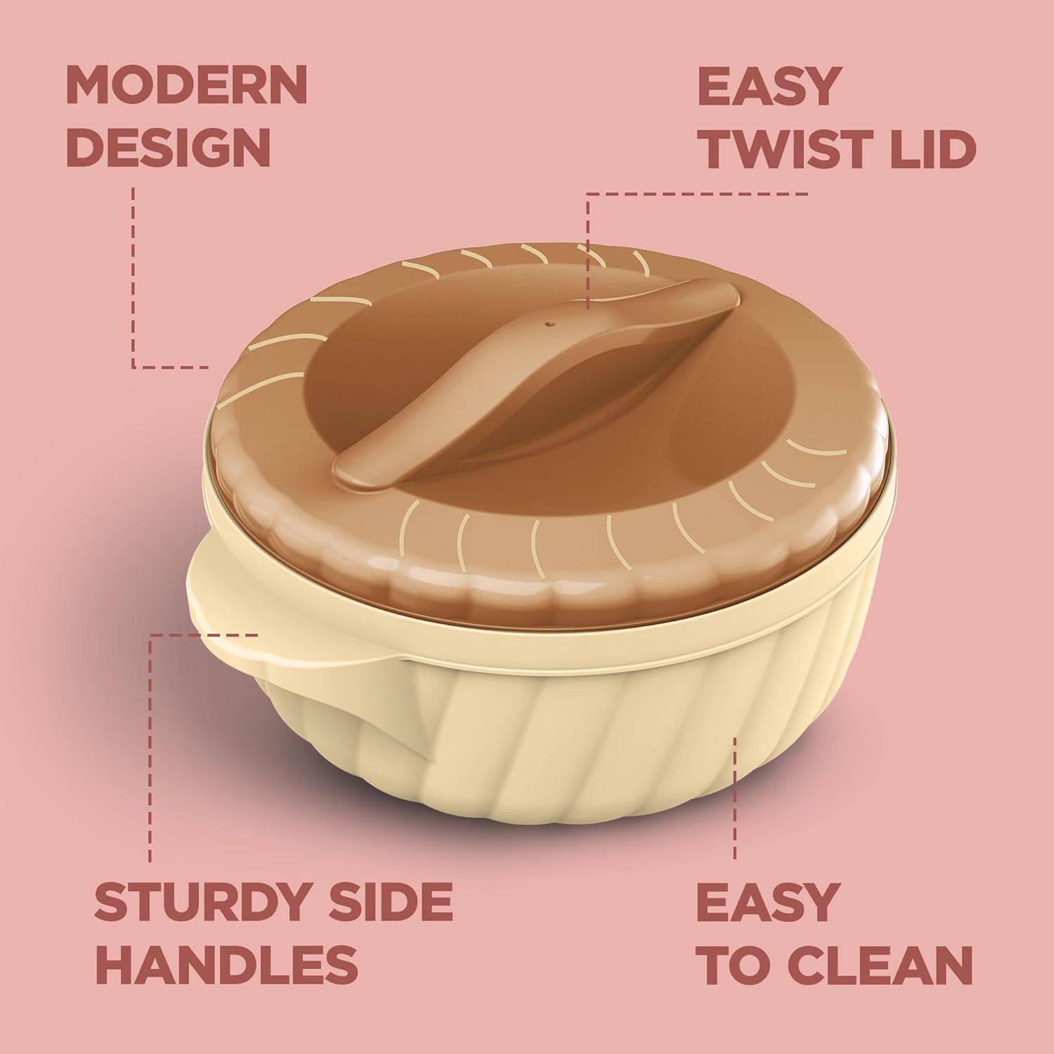 Milton Flora Regular Set Insulated Inner Steel Casserole for Roti 3Pc (750ml 1.25L & 2.1L) Hot Box for Kitchen, Hot Pot with Lid, Chapati Box, Roti Casserole, Serving Boxes, Hotcase, Silky Cream