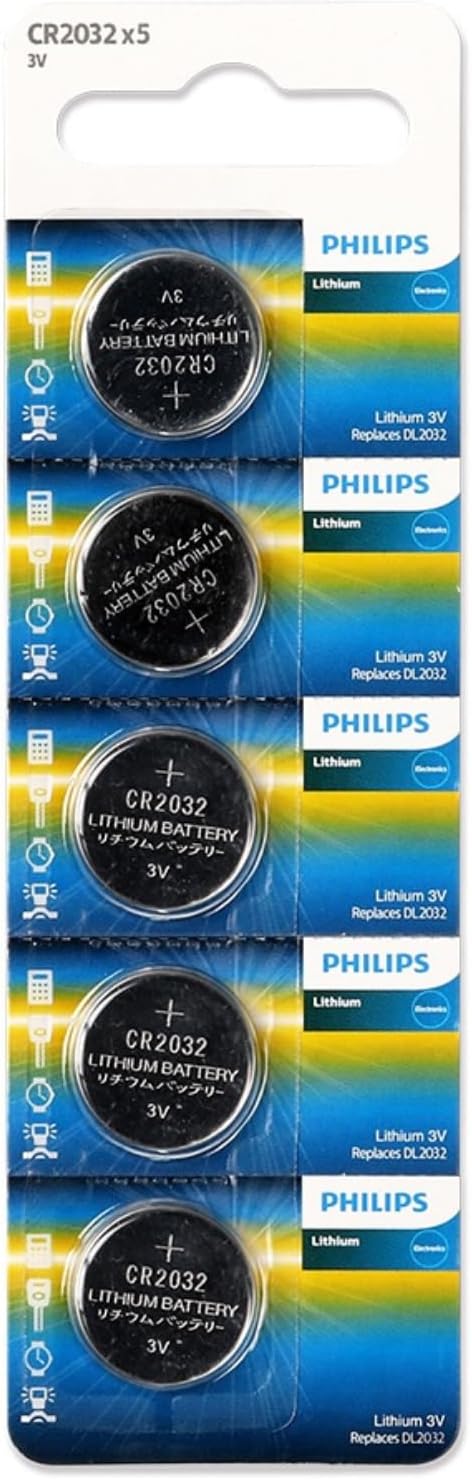 Philips CR2032 Batterie Al Litio – 12 Pezzi, 3V, A Prova Di Perdite, Durata Fino A 10 Anni, Per Orologi, Portachiavi E Calcolatrici