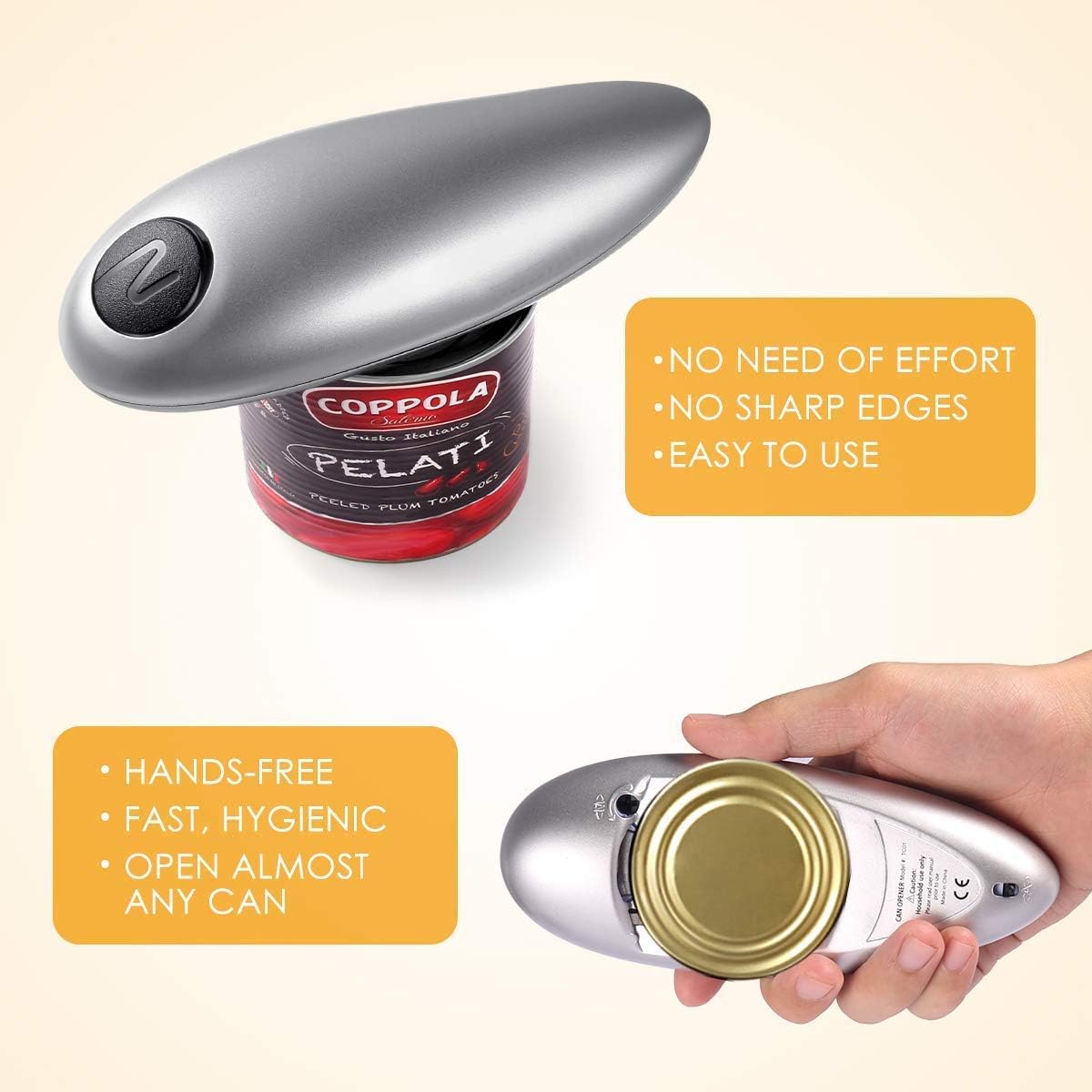 Electric Can Opener, Restaurant Can Opener, Smooth Edge Automatic Can Opener for Any Size, Best Kitchen Gadget for Chefs, Arthritis and Seniors (Sliver) : Home & Kitchen