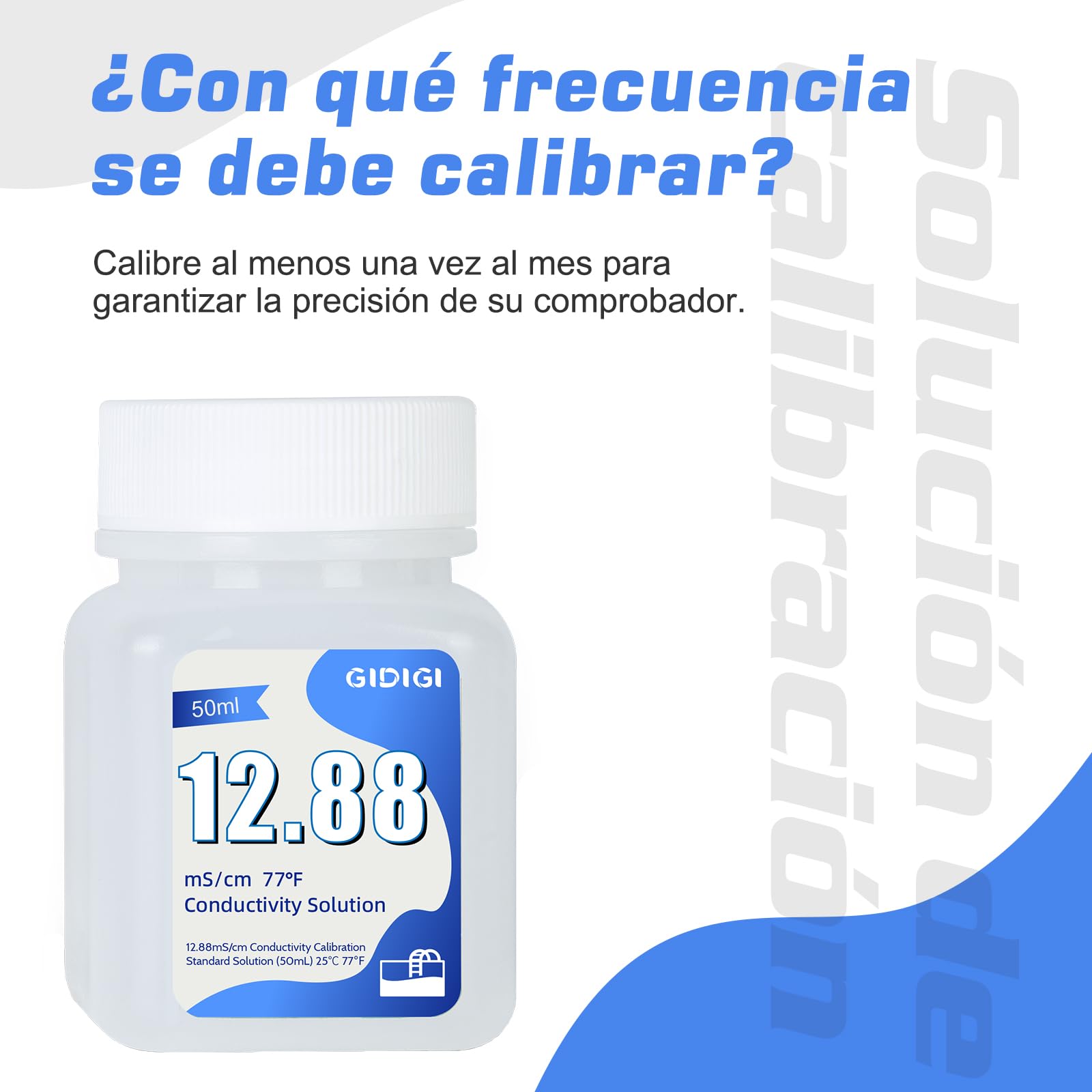 Solución de Calibración de CE/TDS (4 x 50 ml) de 12,88 mS/cm | Solución Calibración de Conductividad 12880 μS/cm, Para La Calibración de Alta Precisión de Medidores de TDS, CE y Salinidad