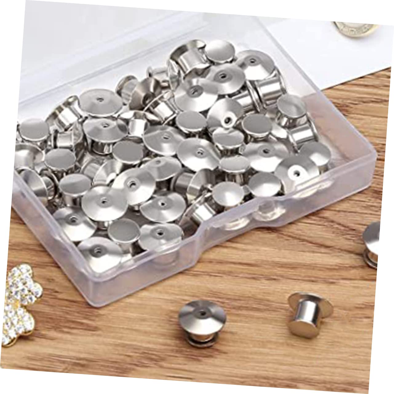 TEHAUX 80stücke Metall-pin-verschlüsse Abnehmbare Sicherheitsnadeln Für Broschen Namensschilder -projekte Vielseitig Einsetzbar Tragbar Für Kleidung Und Accessoires