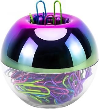 Rainbow Paper Clips Holder Medium Holographic Paper Clip Dispensers 100pcs 28mm Colorful Paperclips for Desk Organizer Accessories Rainbow