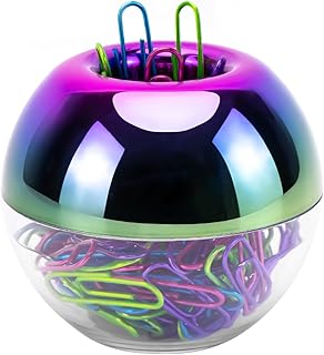 Rainbow Holographic Paper Clip Dispenser with 100 Clips
