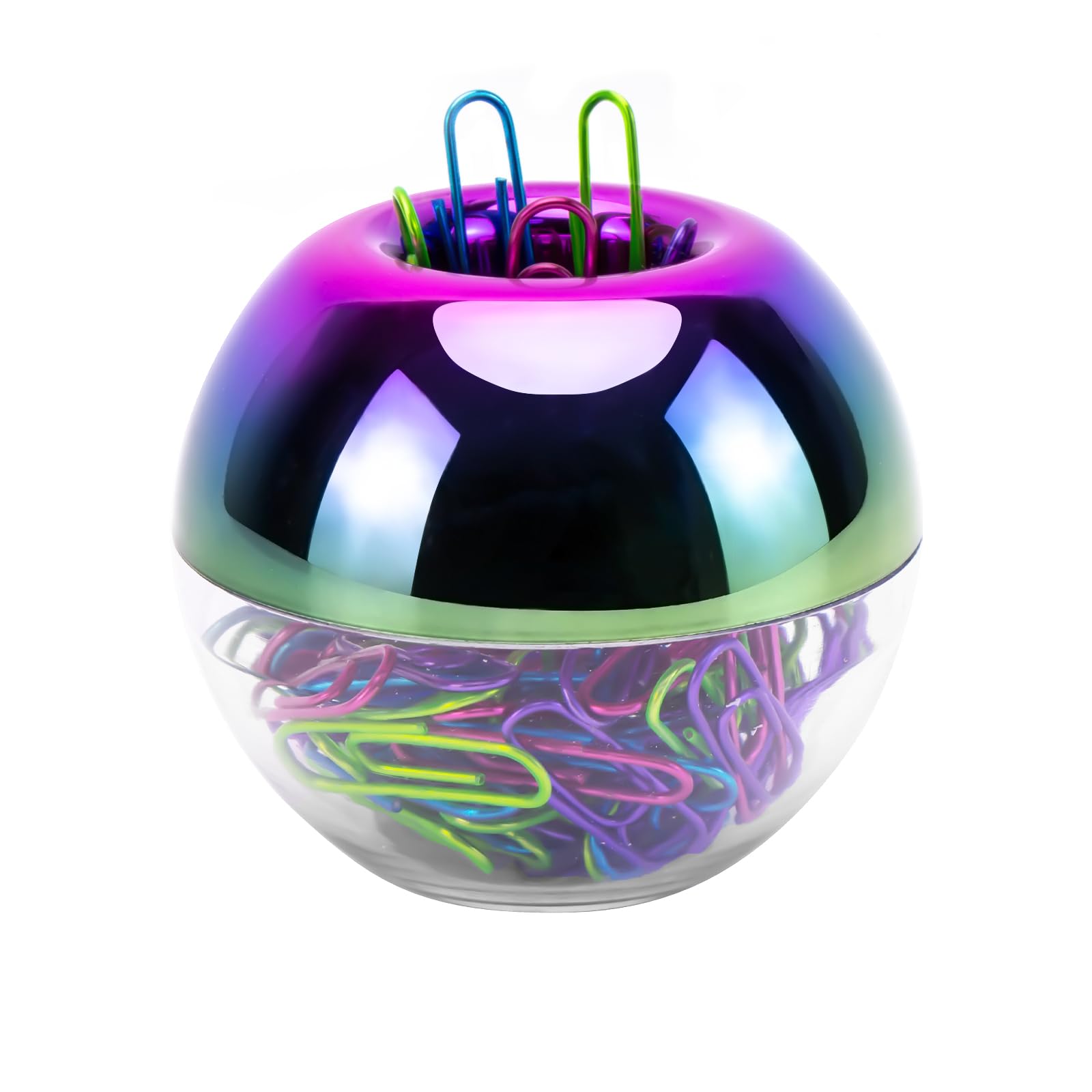 Rainbow Paper Clips Holder Medium Holographic Paper Clip Dispensers 100Pcs 28Mm Colorful Paperclips For Desk Organizer Accessories (Rainbow)-image