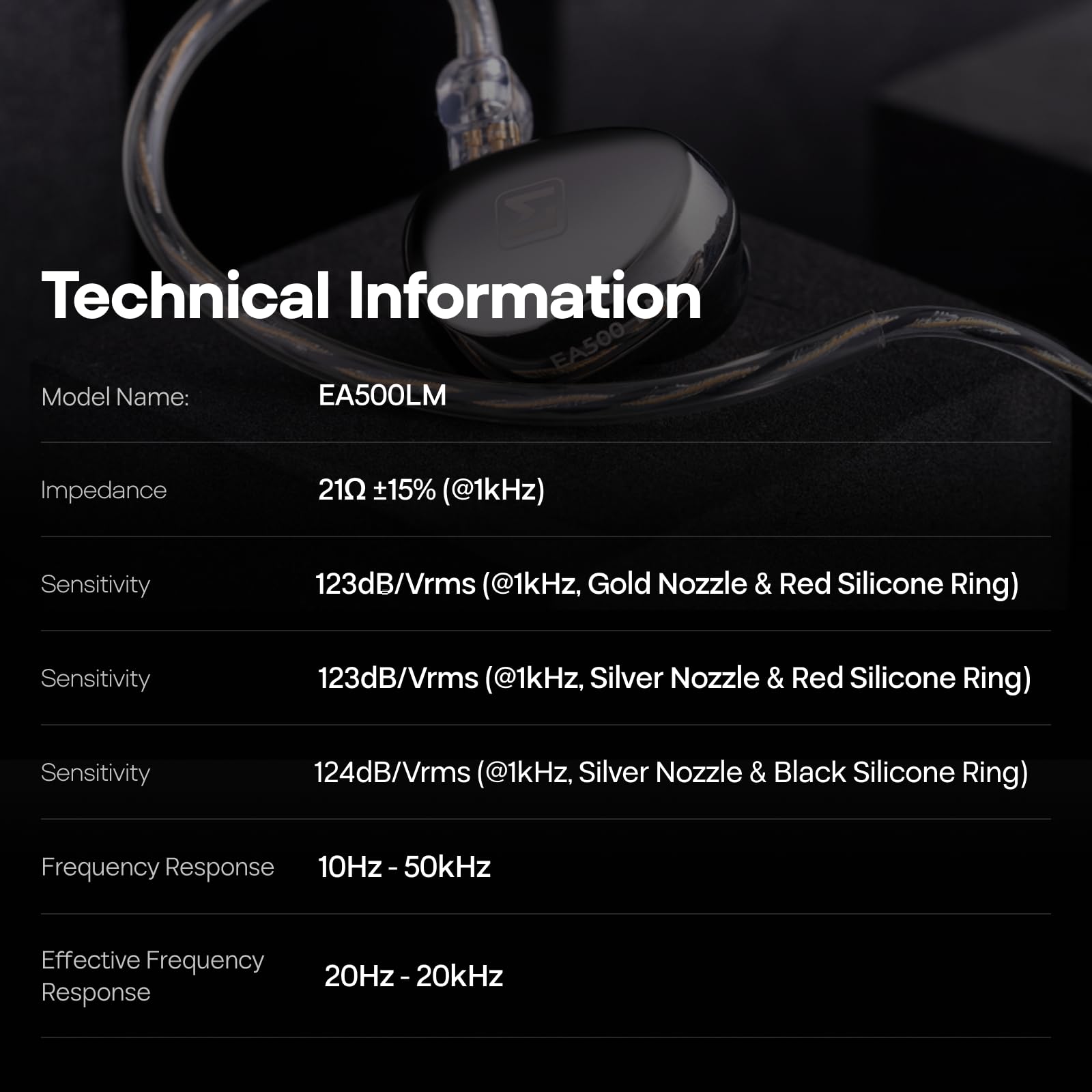 Simgot EA500LM słuchawki douszne z podwójnym magnesem i podwójną jamą, przewodowe słuchawki douszne HiFi z wymienną dyszą tuningową, odłączany kabel do audiofila/gier
