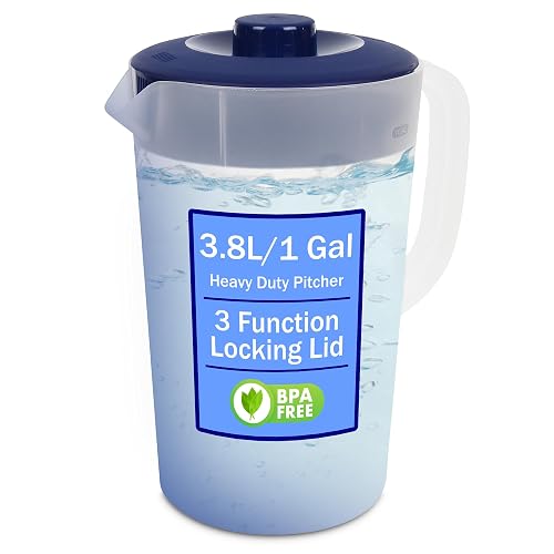 Water Pitcher with Lid 1 Gallon Pitcher Navy