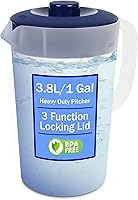 JOEYZ 1 Gallon Navy Water Pitcher with Lid - BPA Free, Phthalate Free, Freezer & Dishwasher Safe, Fridge Slim Fit