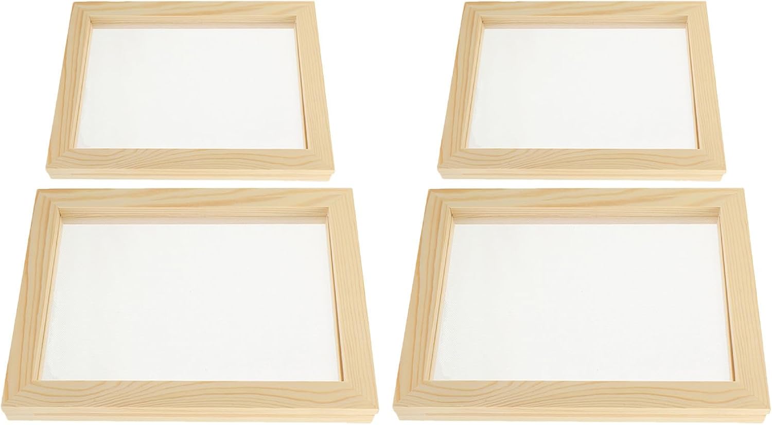 4pcs Papermaking Mesh Frame Mold Wooden Paper Making Screen Mould for DIY Deckle Paper Craft Suitable for Dried Flower Projects