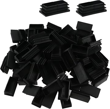 Wealrit 100 PCS 1" X 2" Rectangle End Caps Plastic Plugs | Rectangle Tubing End Caps, Tube Inserts Plug Feet for Chair Leg Fence Post Metal Tubing, 50*25mm Plugs
