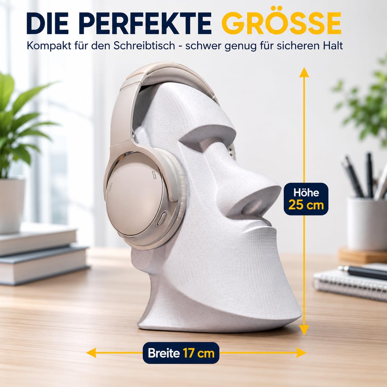 Moai Kopfhörerhalter – Kopfhörer Ständer & Headset Halter für Gaming, Schreibtisch & Büro, stylisches Deko-Design