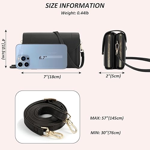 Vista 3 de TANTOMI Small Crossbody Bag for Women Vegan Leather Cell Phone Purse Crossbody Wallet with Adjustable Strap Negro