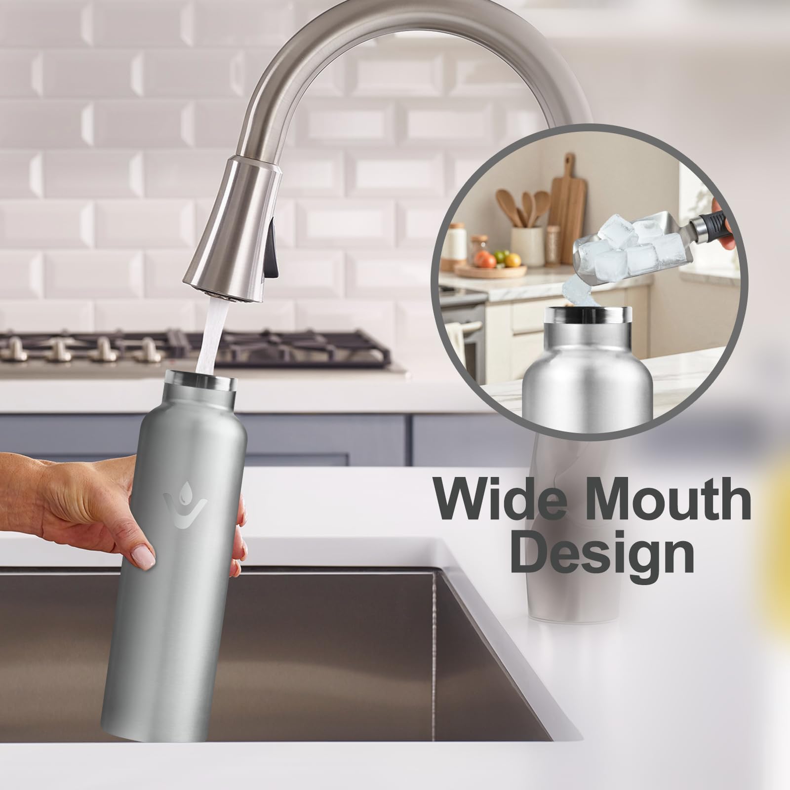 Motswedi Borraccia Termica, 750ml Con 2 Tappi, Borraccia con Cannuccia, Doppia Parete, Bottiglia Termica, A Prova di Perdite, Bottiglia acqua Per Campeggio, Palestra, Sport, Acciaio Inossidabile