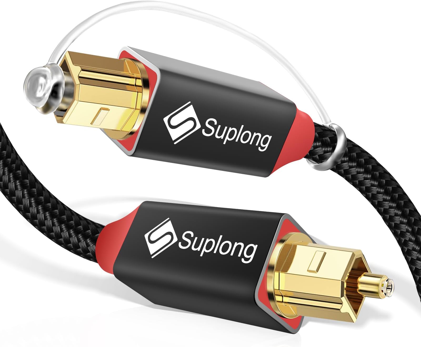 Suplong Optical Audio Cable 24K Gold-Plated Digital Optical Audio Toslink Cable for [S/PDIF] LG/Samsung/Sony/Philips Sound Bar, Smart TV, Home Theater, PS4, Xbox & Playstation (6ft, Black)
