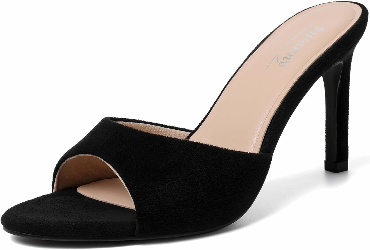 Susanny Women's Sandals Heels Mule High Heels Pointed Open Toe Sandals Sexy Slip on Heeled Summer Casual Wedding Prom Party Comfortable Dressy Shoes