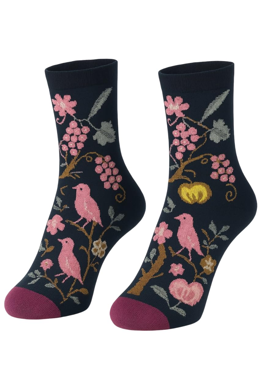 women mid calf soft pure cotton calf length socks, pack of 1 pairs, multicolored, free size