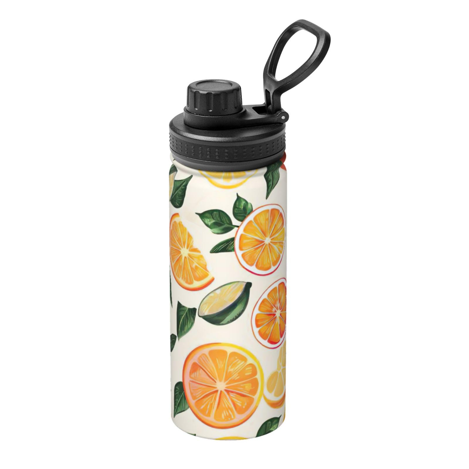 Kfjghhl Insulated Stainless Citrus Fruit Pattern Steel Water Bottle For Sport Gym Travel Leak Camping Hiking Hydration