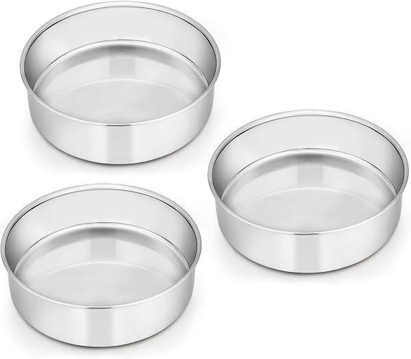 E-far 6 Inch Stainless Steel Round Cake Pan Set of 3