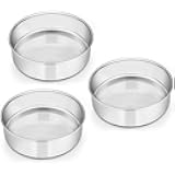 E-far 6 Inch Cake Pan Set of 3, Stainless Steel Round Smash Cake Baking Pans Tins, Non-Toxic & Healthy, Mirror Finish & Dishwasher Safe