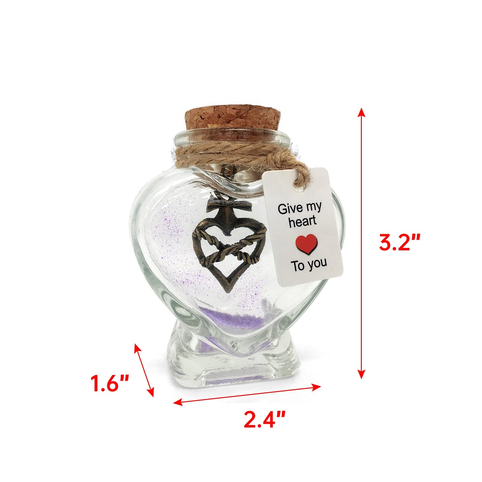 Bottiglia decorativa con scritta in inglese "Give My Heart to You", regalo di San Valentino per fidanzata, romantico compleanno per fidanzato o anniversario, regalo per moglie o marito