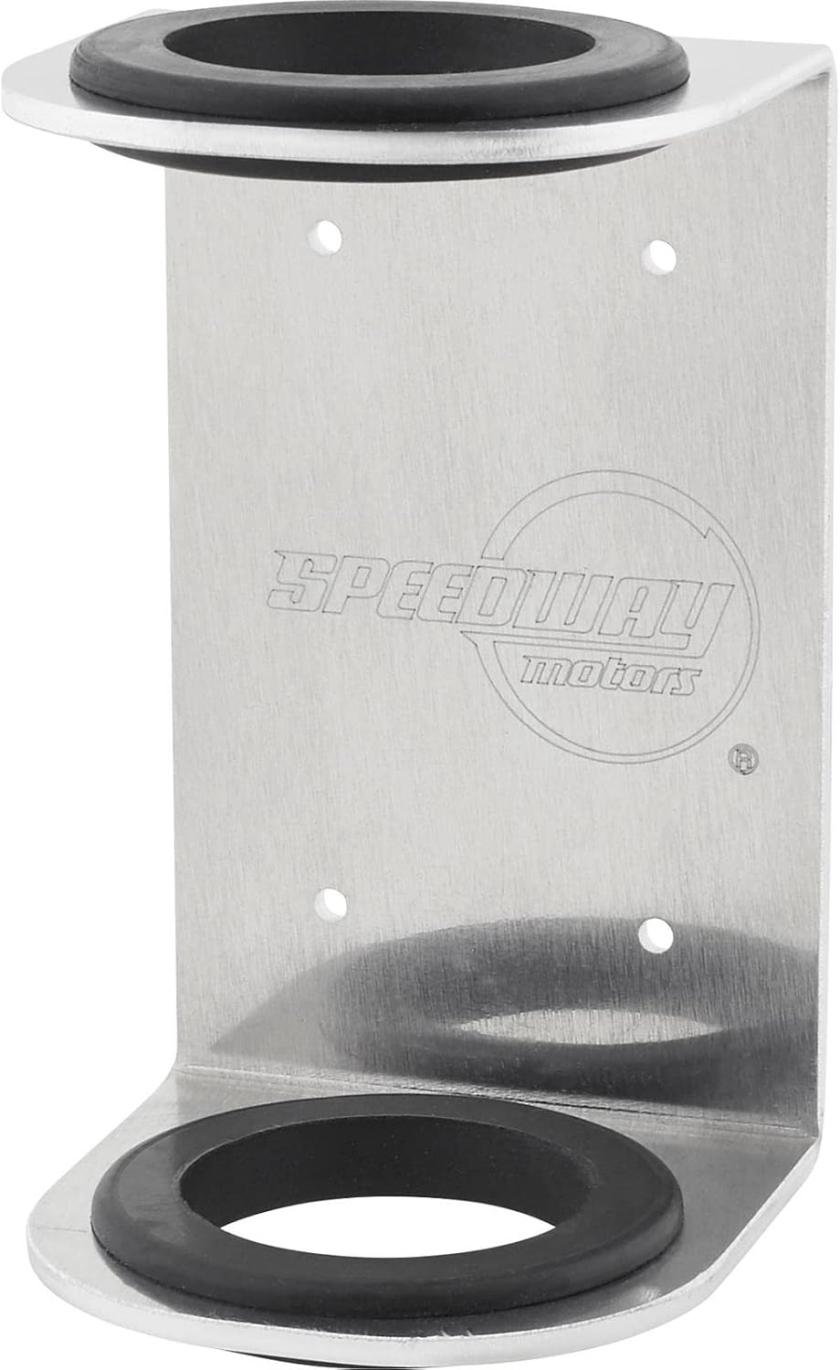 Speedway Motors Aluminum Wall Mount Flashlight Holder with 1-3/4 Inch Diameter Opening, Rubber Isolators and Four Mounting Holes, Fits C and D Cell Maglite Style Flashlights
