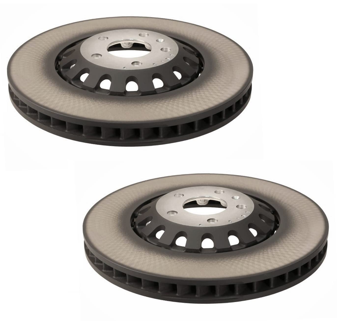 SHW Performance Made in Germany OEM Pair Set of 2 Front Left & Right 2 Piece Lightweight Composite Smooth High Carbon Alloy Vented 375mm 5 Lug 36mm Thick Brake Disc Rotors For Audi A6 A8 Quattro Q7 Q8